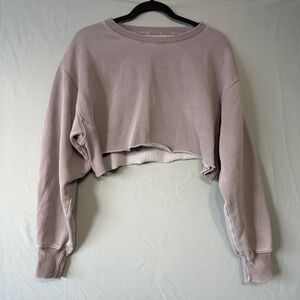 TNA Aritzia Womens Cropped Sweatshirt Size 2 Purple Oversized Cozy Athleisure